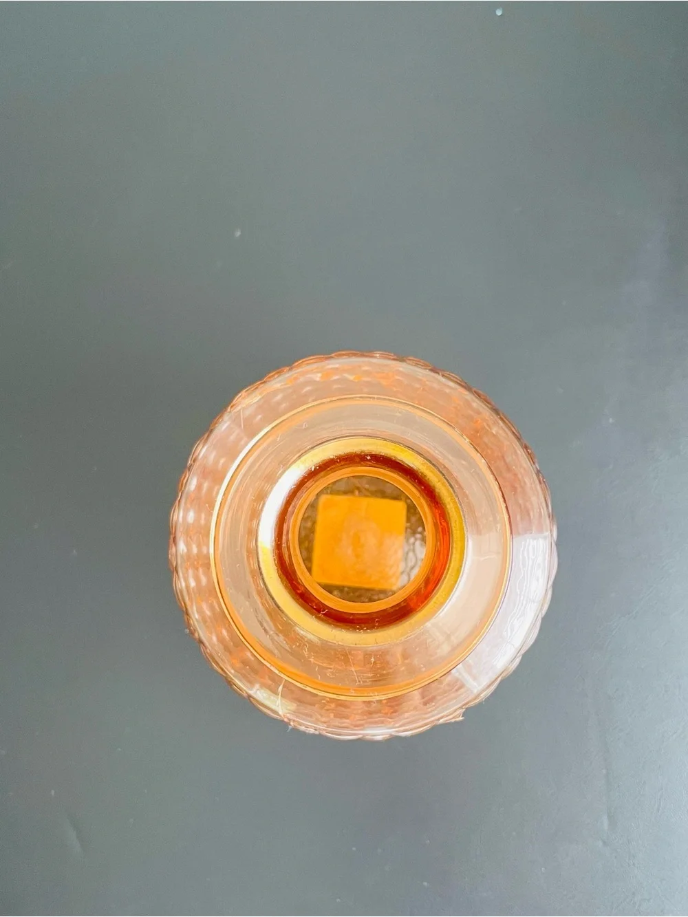Amber Textured Glass Vase with Brass Neck